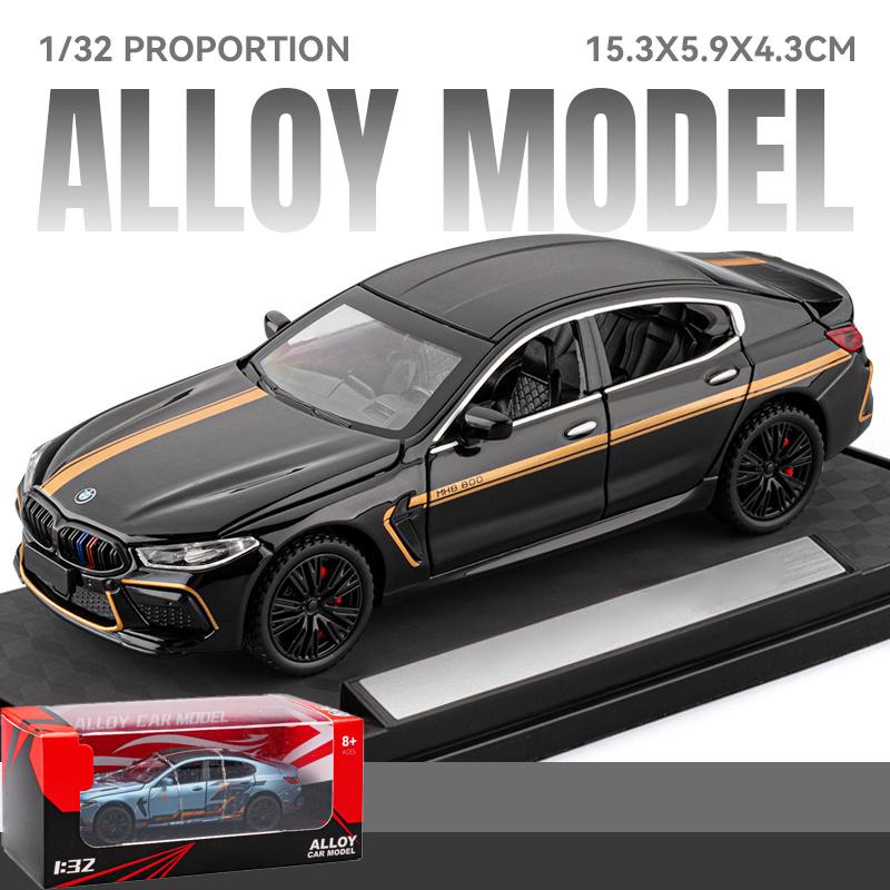 1:32 BMW M8 MANHART MH8 800 Supercar Alloy Metal Diecast Model Car Sound and Light Pull Back Children's Toy Collectible Birthday