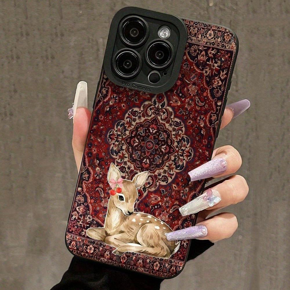

Vintage Floral Deer Phone Case For iPhone 17 16 15 14 13 12 11 Pro Max XS XR X 16E Air Shockproof Silicone Bumper Cover iPhone 12 mini