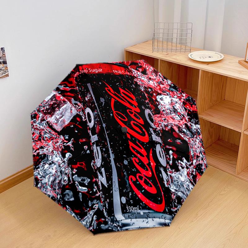 1PC Coca-cola Christmas Delivery Automatic Umbrella - Suitable Travel Outdoor Portable Umbrella Birthday Gift Daily Essentials