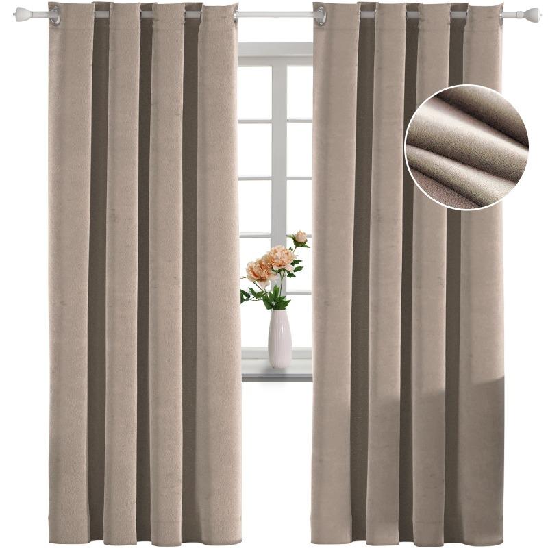 1Panel Thicken Velvet Curtains Blackout Solid Color Curtains for Living Room Bedroom Dining Nature Vertically Custom Size