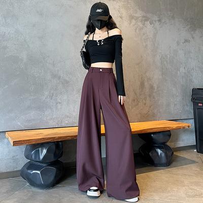 Women's Autumn Suit Wide-leg Pants, with An Autumn Feel, Drapey, High-waisted, Slim-fit, Straight-leg Casual Pants.