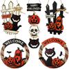 Wood Hanging Garland Pumpkin Halloween Happy Door Room Hanger Charming Board Photo Props Craft Party Pendent Yard Home