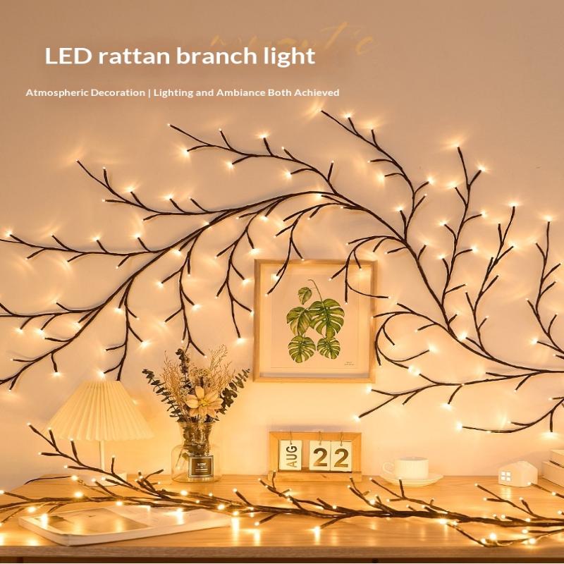 Tree Branch Lamp Bedroom Wall Decoration Willow Vine Tree Light Strip 8 Lighting Modes Diy Atmosphere Light Home Lighting