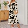 Women Retro Printed Long-sleeved Comfortable Loose Dress, Elegant Dress