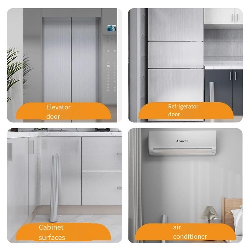 PVC Stainless Brushed Silver Removable Wallpaper Decor thickening Film Vinyl Waterproof Oil-proof House Kitchen Elevator Sticker