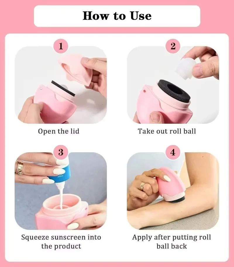 Sunscreen Sponge Applicator Refillable Roll-On Design Roller Brush for Toddler Baby Kids Adults Beach Outdoor Travel Essentials
