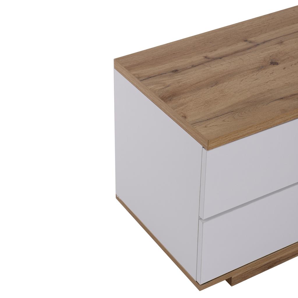 Modern Color Block TV Cabinet in White, TV Cabinet with Wood Grain, 180 cm