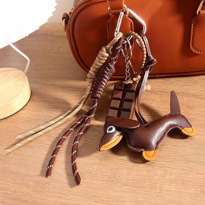 Bag Charm 1PC Womens Pendants Vintage Leather Sausage Dog Chocolate Charms Accessories For Mobile Phone Bags
