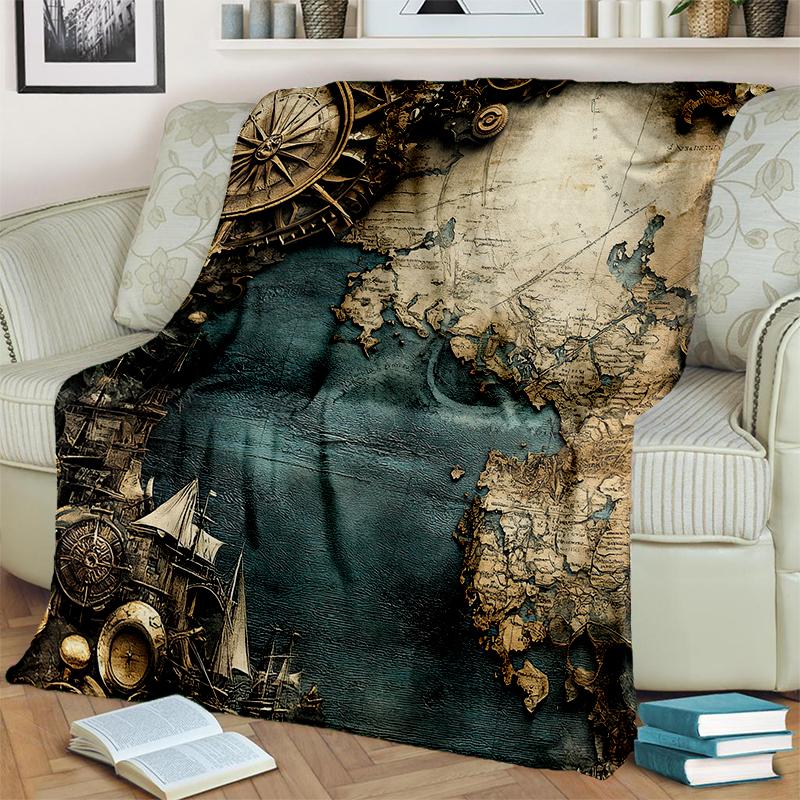 29 Style New Retro Marine Nautical Chart Compass Blanket,Soft Throw Blanket for Home Bedroom Bed Sofa Travel Office Cover Kids