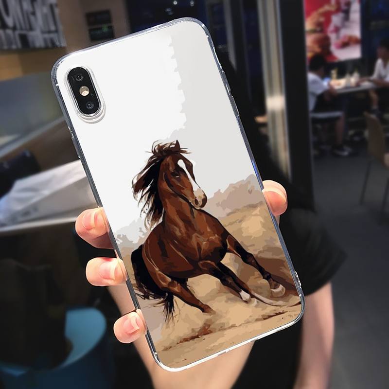 Run Horse Animal Phone Case Transparent Soft For Iphone 5 5s 5c Se 6 6s 7 8 11 12 Plus Mini X Xs Xr Pro Max