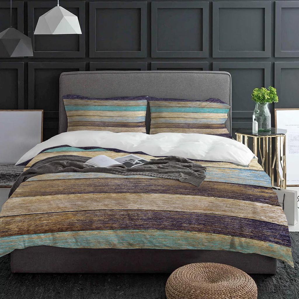Vintage Wood Texture Duvet Cover Bed Bedding Set Home Textile Quilt Cover Pillowcases Bedroom Double Bedding Set No Sheet