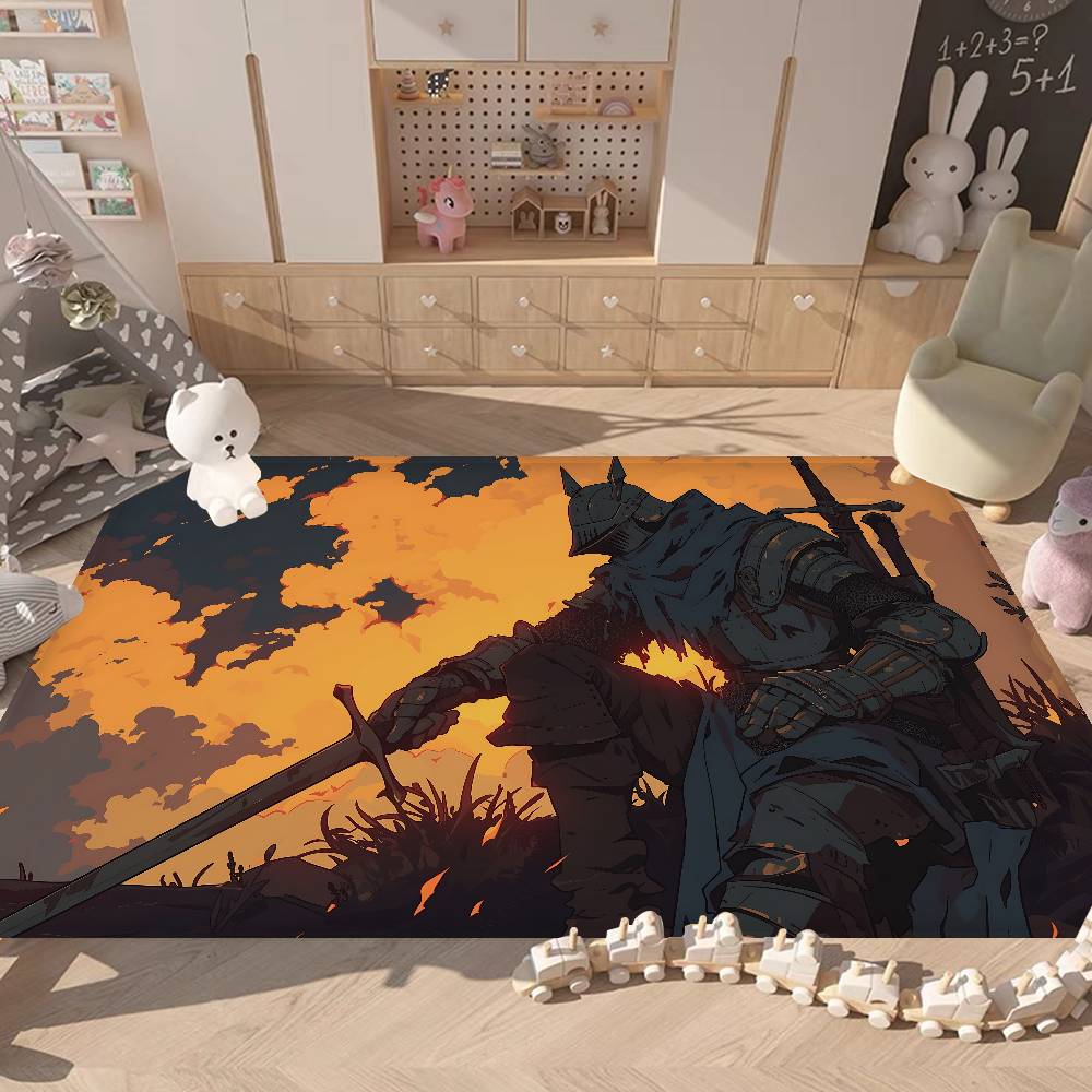 Classic D-dark Anime S-souls Game Hallway Carpet Washable Non-Slip Living Room Sofa Chairs Area Mat Kitchen Doormat Area Rug
