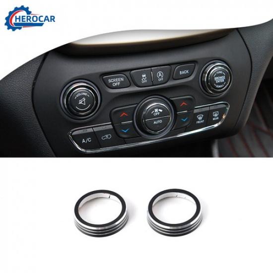 2X Console Volume Radio AC Knobs Switch Button Cover Trim for Jeep Cherokee 14+