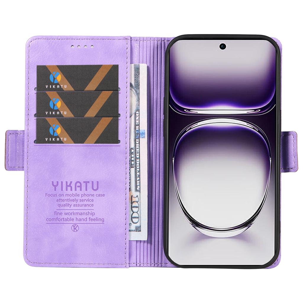 YIKATU YK-007 For Oppo Reno12 5G (Global) Phone Case Anti-Drop PU Leather Stand Wallet Cover