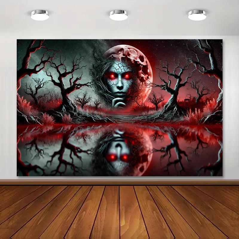

Ghostly Moonlight Forest Tapestry A Mysterious Landscape with Red Eye Spirit Very Home DecorCreating a Mysterious Atmosphere 74x94cm(29x37in)
