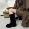 Winter Mao Mao Piled Boots 2025 Autumn New European and American Style Round Head Thick Heel High Heel Long Women's Boots