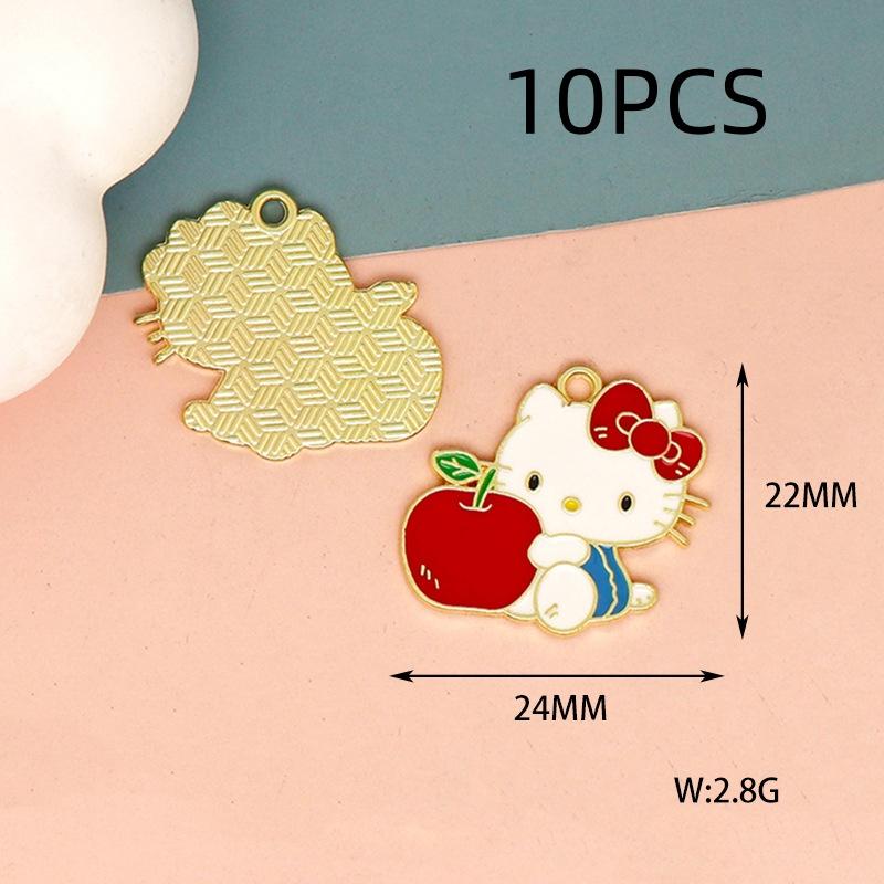 10PCS Alloy Cartoon Cat DIY Accessories Drip Oil Bag Clothing Keychain Jewelry Head Hand Rope Pendant Handmade Accessories