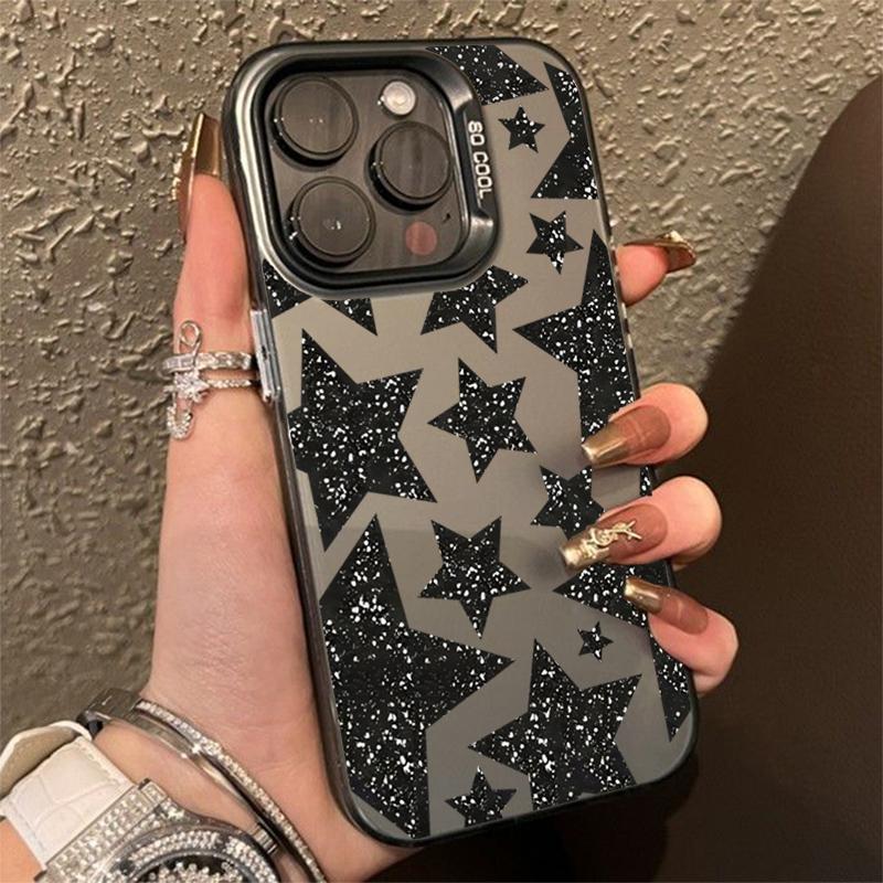 Shining Black Star Electroplate Phone Case For Samsung Galaxy A06 A16 A23 A26 A34 A55 S25 Ultra S24 Plus S23 FE S22 S21 Cover