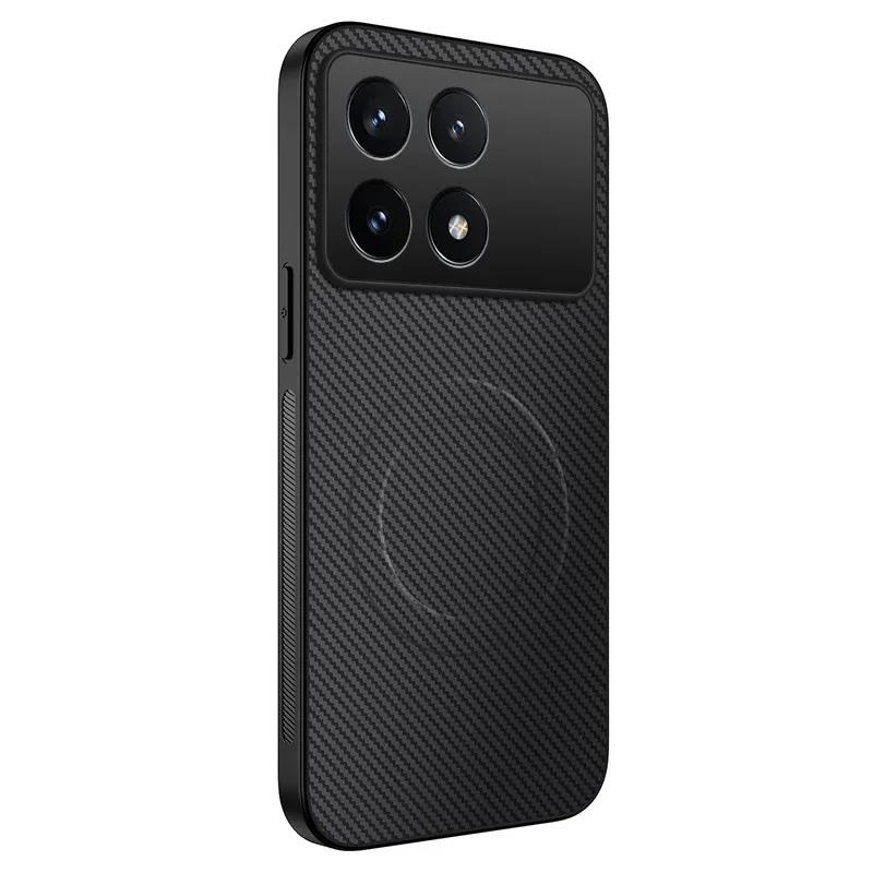 Shockproof Carbon Fiber Soft Phone Case For POCO X7 X6 Pro F6 Pro F7 Ultra C61 C71 C75 M7 Magnetic Wireless Charging Cover Cases