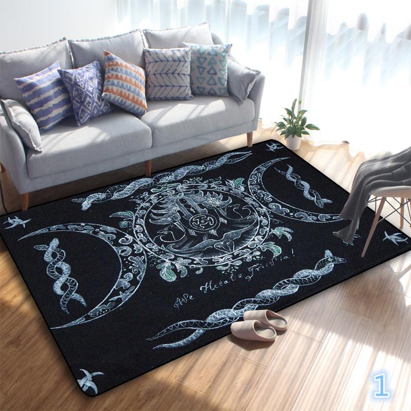 Altar Magic Moon Wicca Satanic Area Rug Goth Decor Spooky Stars and Moon Ocacult Living Room