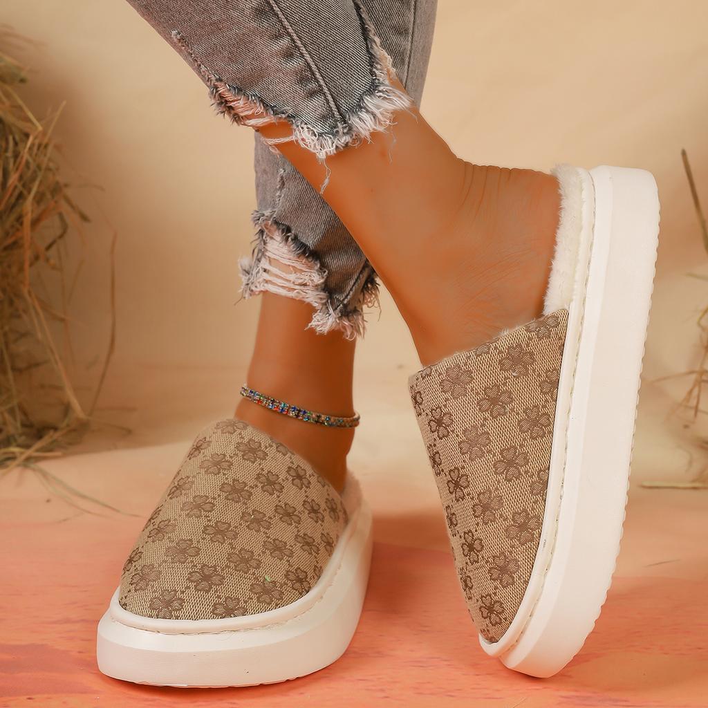 Fashion 2025 New Women Cotton Slippers Winter Home Indoor Slippers Women Warm Non-Slip Thick Bottom Shoes Thickened Fluff Slides Women