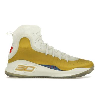 Curry 4 Retro Champions Mindset Lemon Ice Metallic Gold Red Men 1298306-301