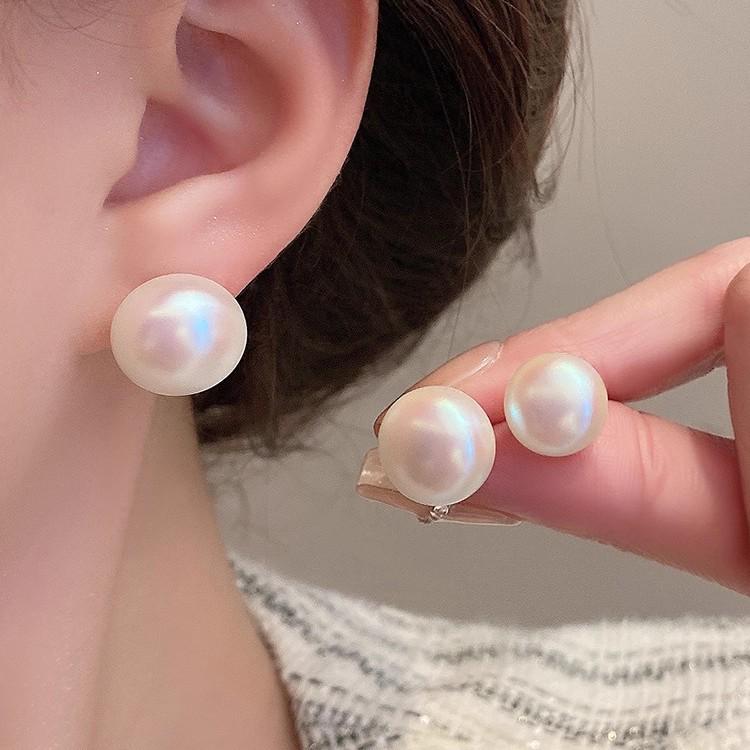 Oval Pearl Stud Earrings for Women - 925 Silver, Light Luxury, 2025 New Design