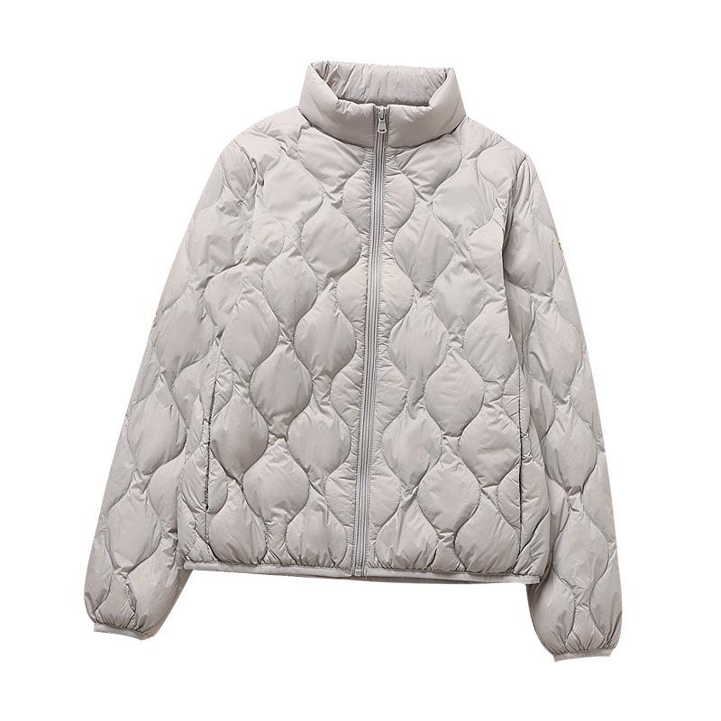 Women's Diamond Quilted Stand Collar Lightweight Down Jacket - Slim Fit, Plus Size, Warm Autumn/Winter Outerwear