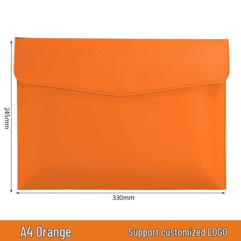 Custom Waterproof A4 Leather Document Folder with Snap Button for Business - Thickened File Bag with Logo Printing