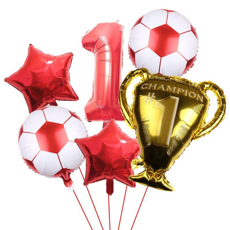 32-inch Digital Football 6-piece Aluminum Film Balloons Set - Birthday Party Gift - World Cup Football Balloons
