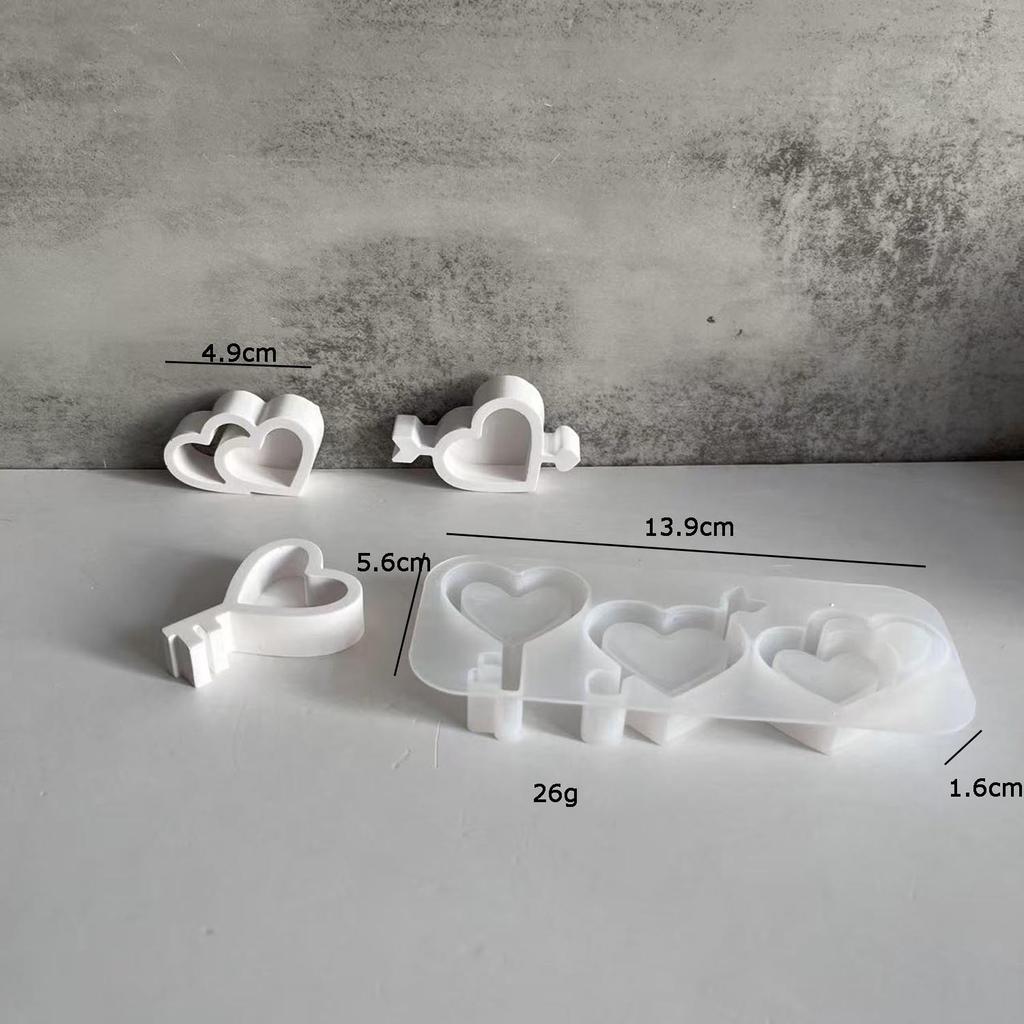 Heart Shaped Key Pattern Ornaments Silicone Mold Keychain Plaster Mold Plaster Drip Decoration Molds