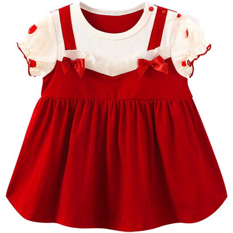 Youqi Baby Girl s Summer Red Festive Dress 80