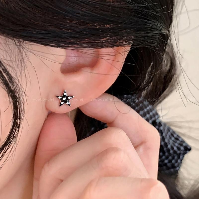 White polka dot star stud earrings for women to sleep without picking up ear holes earrings personalized earrings