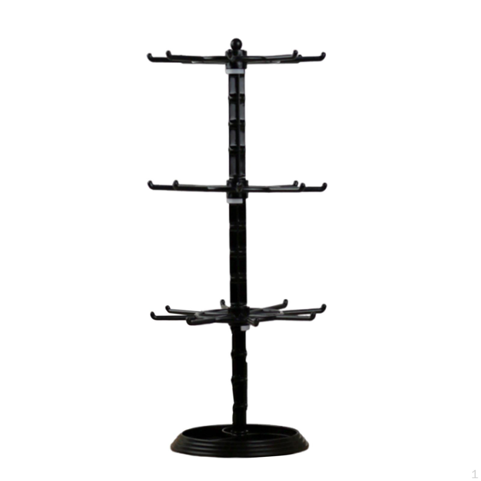 

3-Tier Rotating Jewelry Display Stand for Necklaces, Keychains, Watches, Rings, Earrings, Scrunchies чёрный