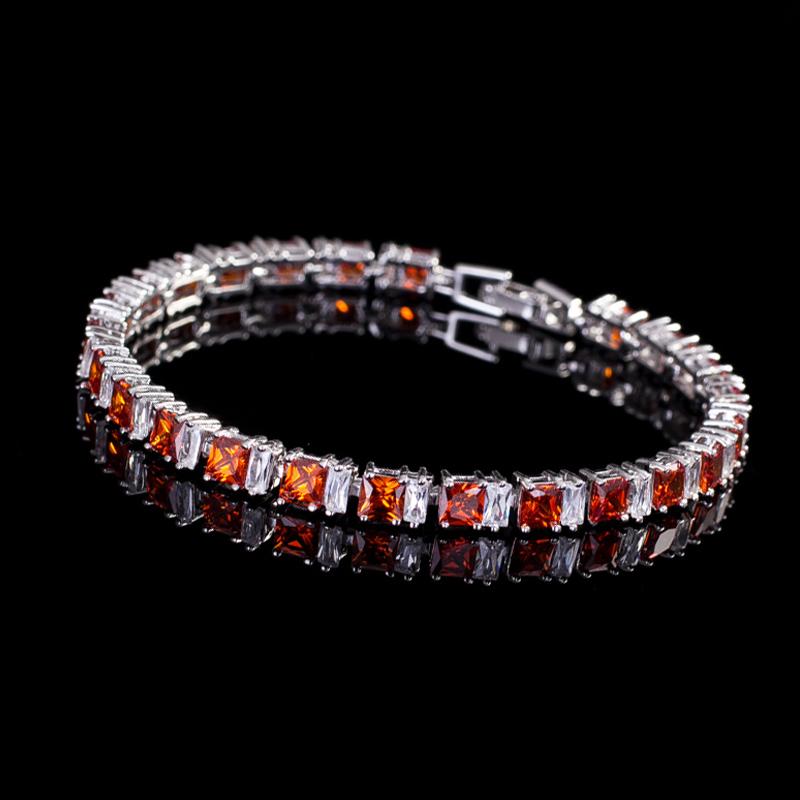 

WWJ Элегантные теннисные браслеты серебряного цвета с голубым цирконием рубиновый