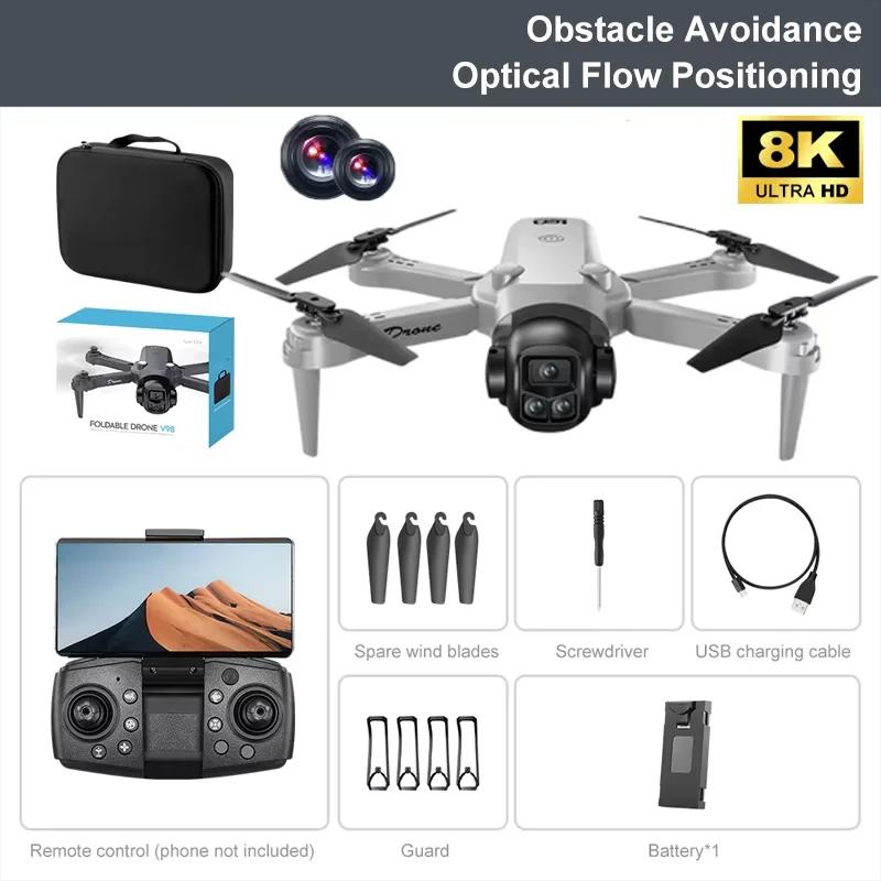 New V98 Drone 8K Aerial HD Profesional Dual-camera Helicopter Optical Flow GPS Positioning Avoidance Bushless Motor Drone