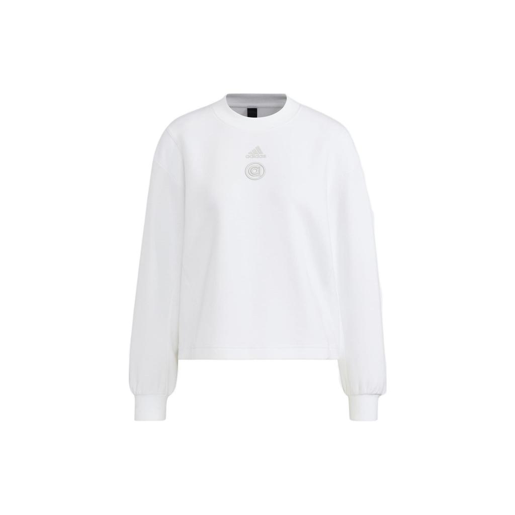 Adidas Ust Swt Sep T1 Logo Print Stripe Detail Crewneck Sweatshirt Women Tops White HR8157