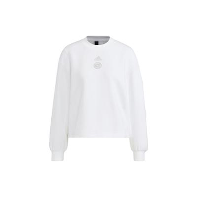 Ust Swt Sep T1 Logo Print Stripe Detail Crewneck Sweatshirt Women Tops White HR8157