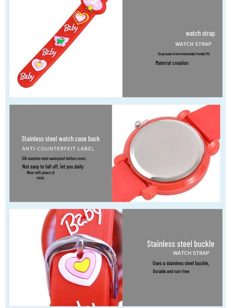 Kids' Cartoon Quartz Watch: 3D Strap, Round Case, Waterproof, Simple Design