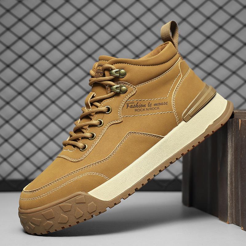 Autumn and winter tooling men's high-top leather waterproof casual board shoes British retro Martin boots fashion fried street trendy shoes