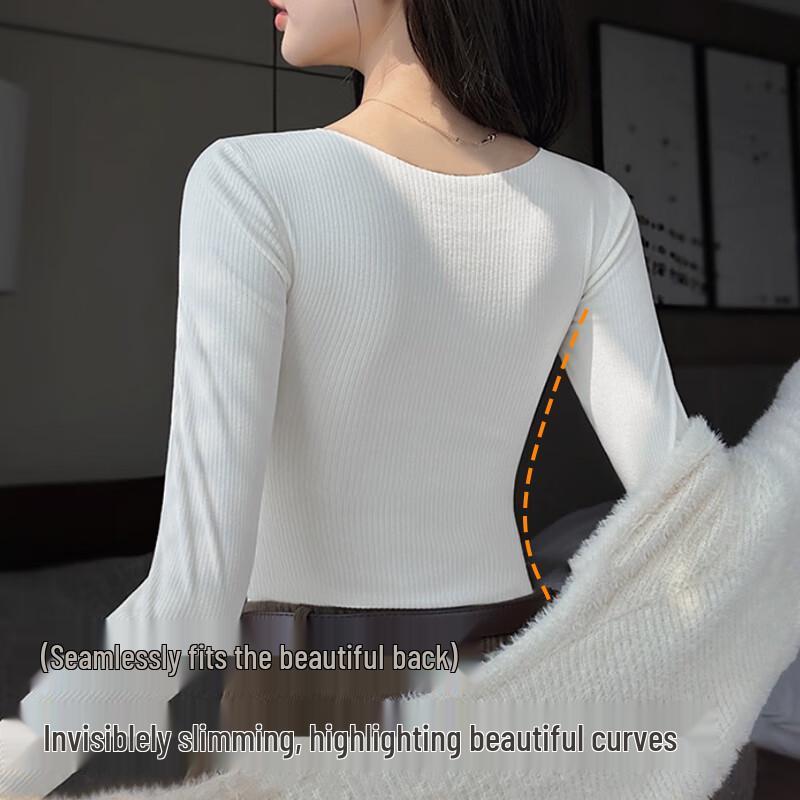 Langsha Women's Thermal V-Neck Seamless Base Layer with Built-in Bra