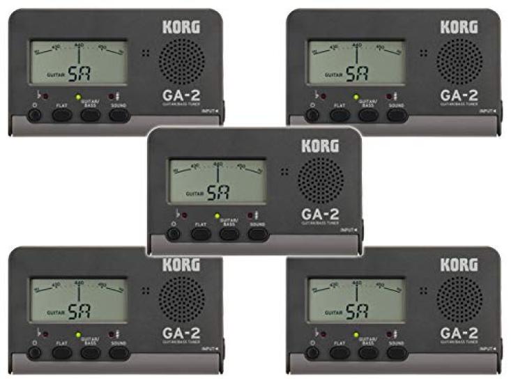 KORG GA-2 GuitarBass Tuners, Black X Light Gray, Set of 5