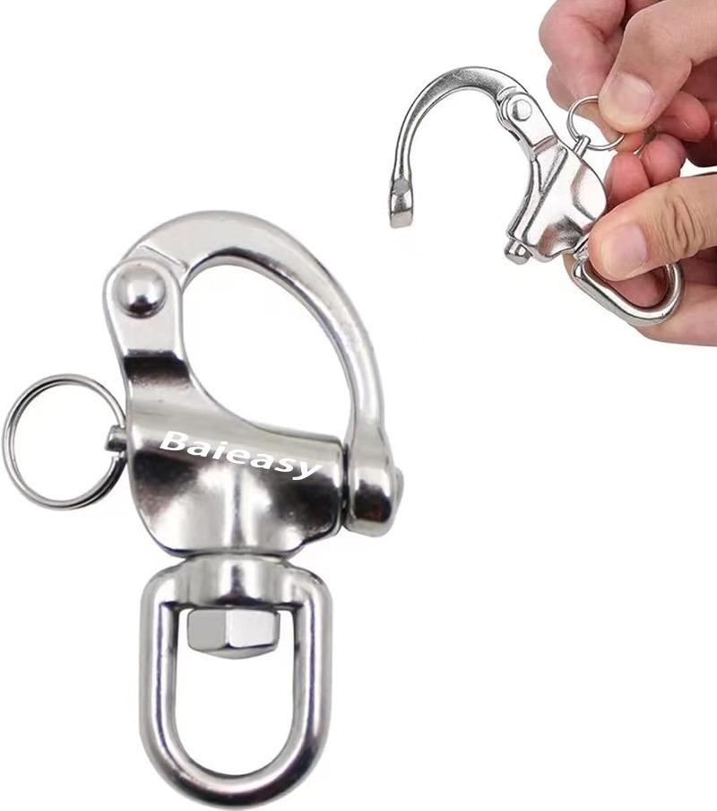 70/87/128mm Stainless Steel Swivel Shackle Quick Release Boat Anchor Chain Eye Shackle Swivel Snap Hook For Marine Architectural