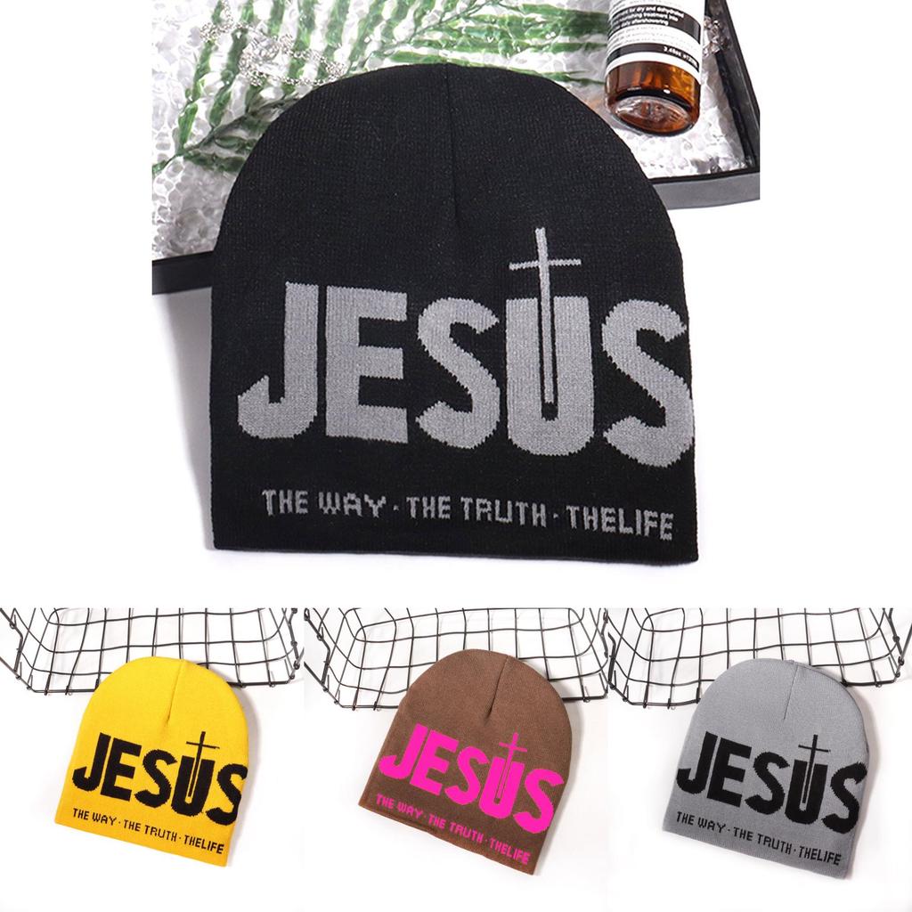 Nordic Streetwear Knit Hat With Embroidered Letters For Casual Winter Wear