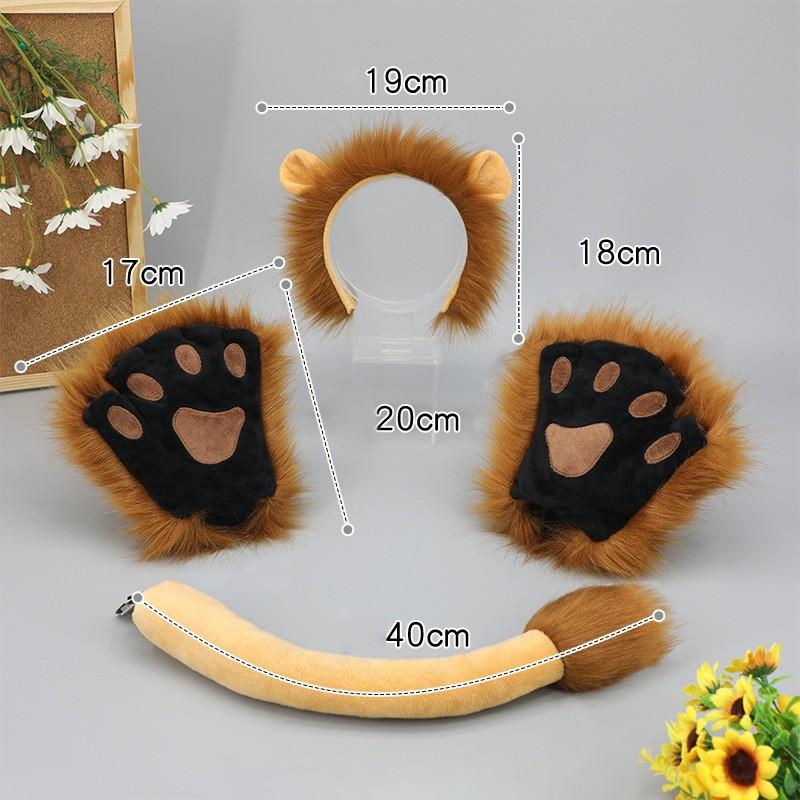 Furry Lion Ears Headband Halloween Costume Cosplay Animal Theme Party Accessory