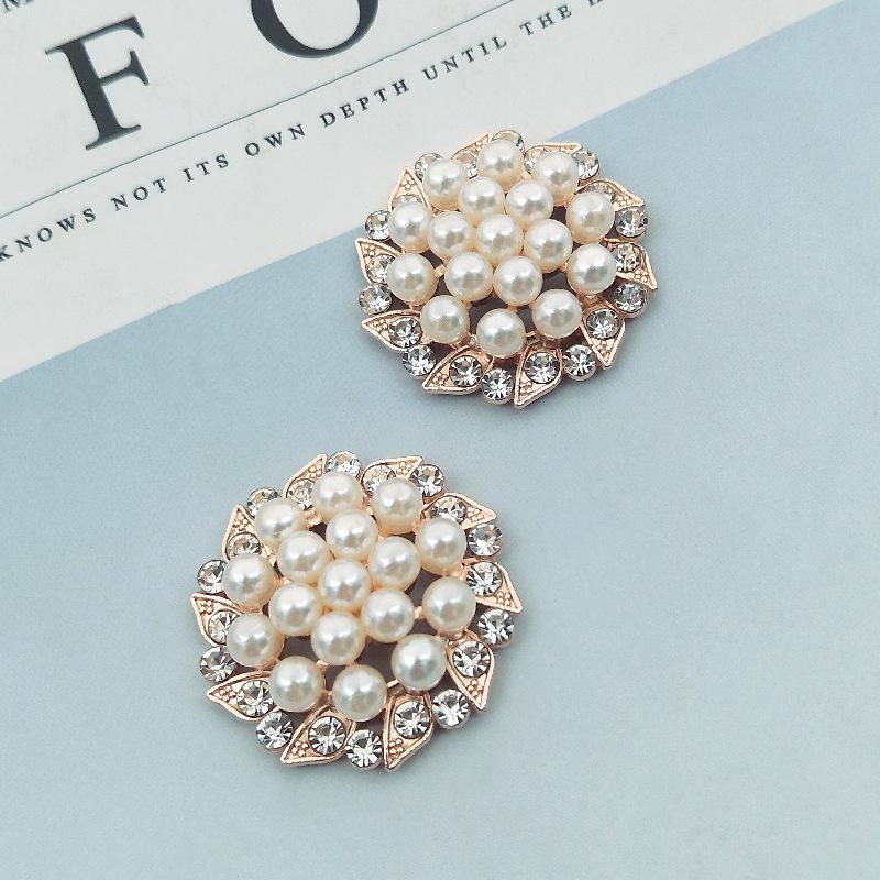 5pcs Rhinestones Buttons Flat Back Ivory Pearl Craft Making Accessories Wedding Invitation Card