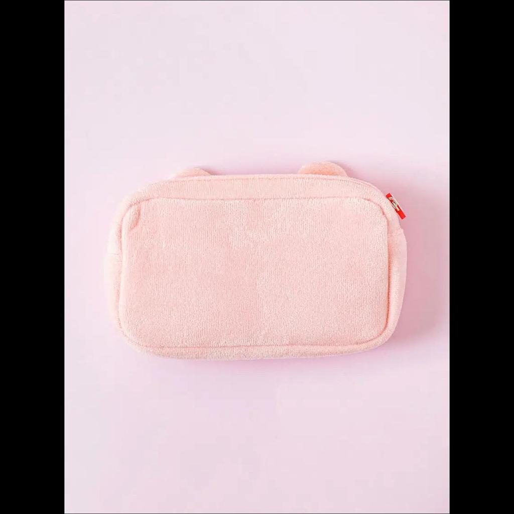[K-Stationery] Daiso Korea Care Bears Pluch Embroidery Pencil Case - Cute Pink Bear Pouch & Organizer