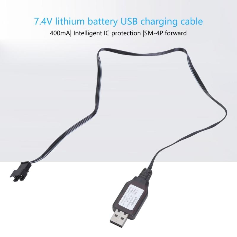SM4P USB Charging Cable SM4P Charger LED Indicators For 7.4V LithiumBattery RCModel Vehicles Boats Remote Controlled Toy