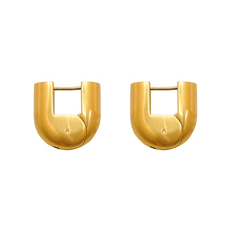 Specially For 18K Square Smooth Titanium Steel Earrings That Do Not Fade, Fashionable Ear Jewelry, High-End Niche