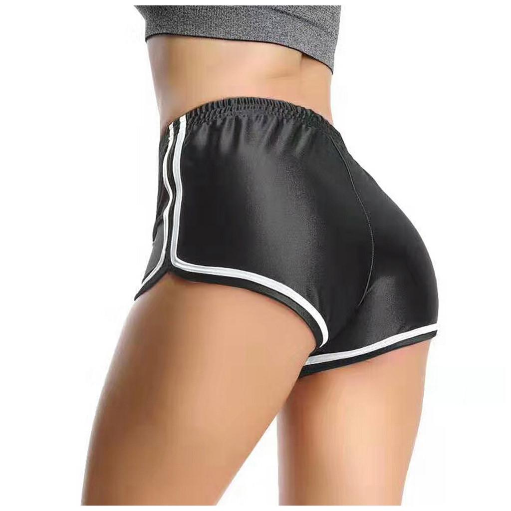 Women's satin smooth high waist slim edge running Home Shorts